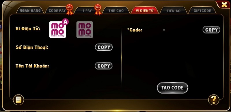 nạp tiền ví điện tử