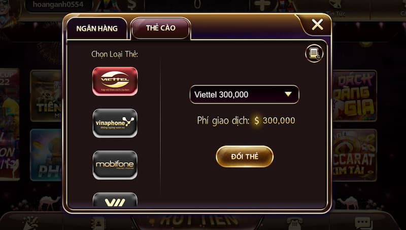 nạp tiền với thẻ cào