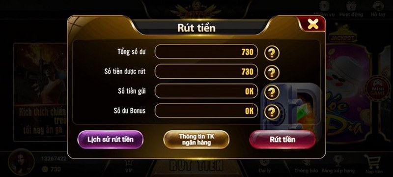 hỗ trợ rút tiền qua nhiều hình thức