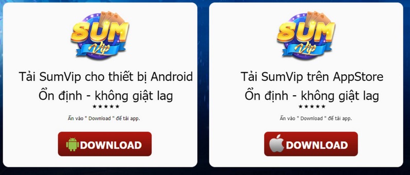 Bạn có thể tải app Sum Vip về thiết bị rất tiện